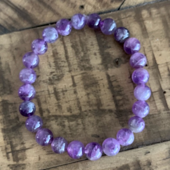 Purple Amethyst Handmade Chakra Stretch Bracelet - Picture 2 of 9